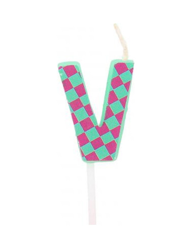 Bougie anniversaire lettre v vert