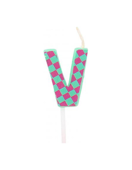 Bougie anniversaire lettre v vert