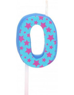 Bougie anniversaire chiffre 0 bleu
