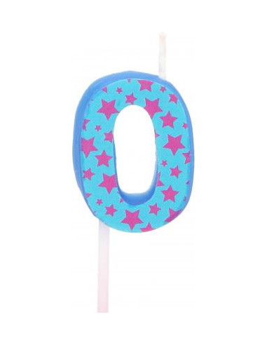 Bougie anniversaire chiffre 0 bleu