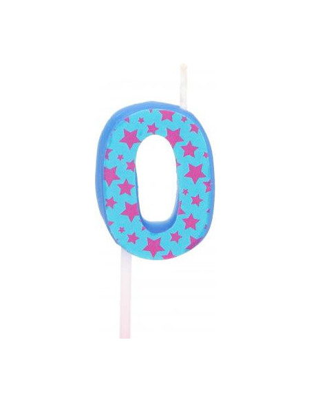 Bougie anniversaire chiffre 0 bleu