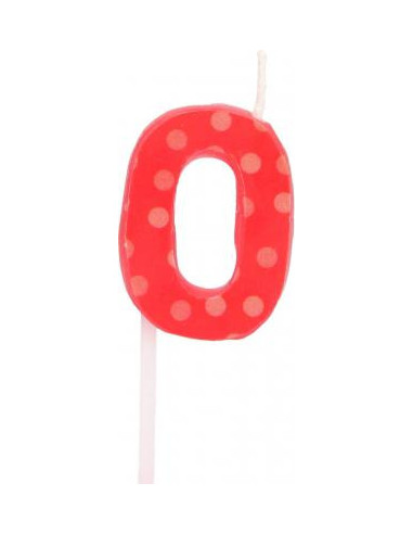 Bougie anniversaire chiffre 0 rouge