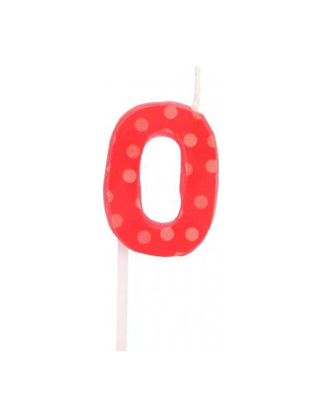 Bougie anniversaire chiffre 0 rouge