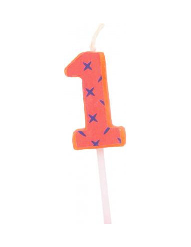 Bougie anniversaire chiffre 1 orange