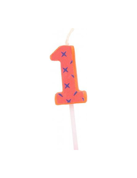 Bougie anniversaire chiffre 1 orange