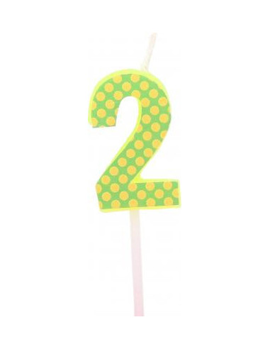 Bougie anniversaire chiffre 2 jaune