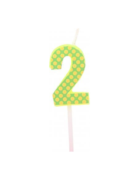Bougie anniversaire chiffre 2 jaune