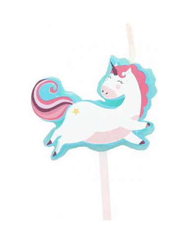Bougie anniversaire licorne bleue