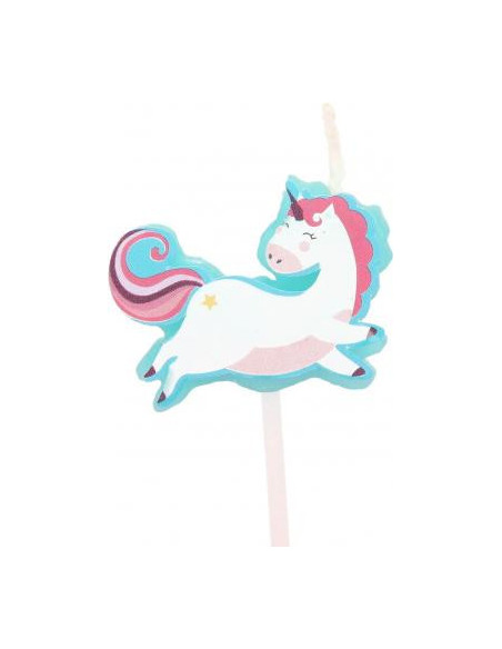 Bougie anniversaire licorne bleue