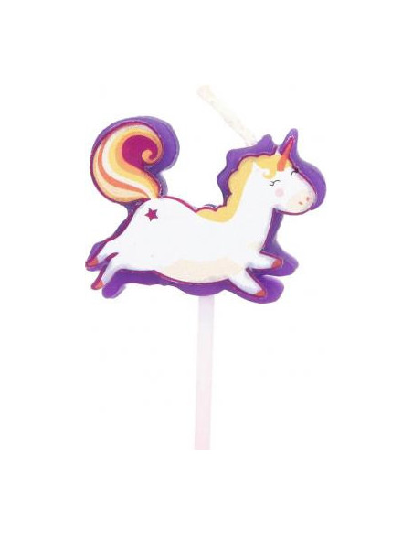 Bougie anniversaire licorne violette