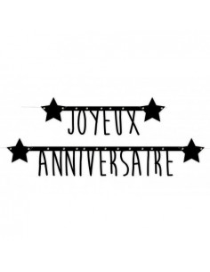Guirlande lettres noires et or joyeux anniversaire 1.60m