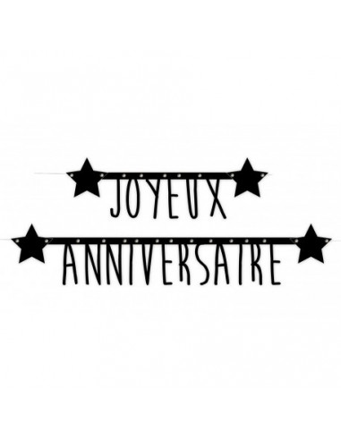 Guirlande lettres noires et or joyeux anniversaire 1.60m