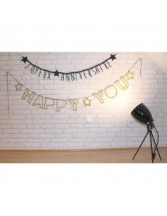 Guirlande lettres noires et or joyeux anniversaire 1.60m 2