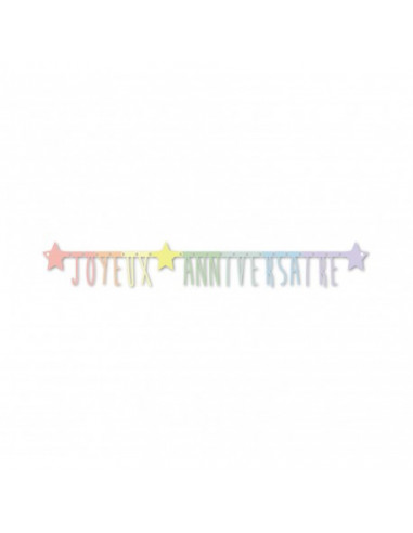 GUIRLANDE LETTRES MULTI ET OR JOYEUX ANNIVERSAIRE 1.60M
