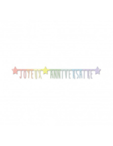 GUIRLANDE LETTRES MULTI ET OR JOYEUX ANNIVERSAIRE 1.60M