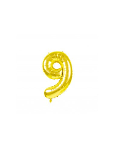 Ballon mylar chiffre 9 or 86cm