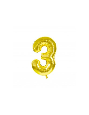Ballon mylar chiffre 3 or 36cm
