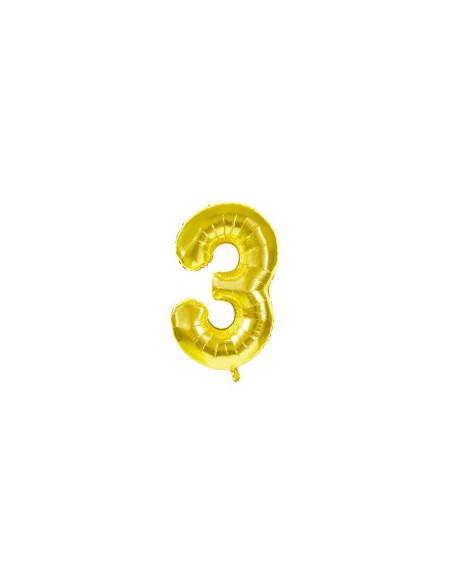 Ballon mylar chiffre 3 or 36cm