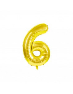BALLON MYLAR CHIFFRE 6 OR 36CM