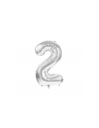 Ballon mylar chiffre 2 argent 36cm