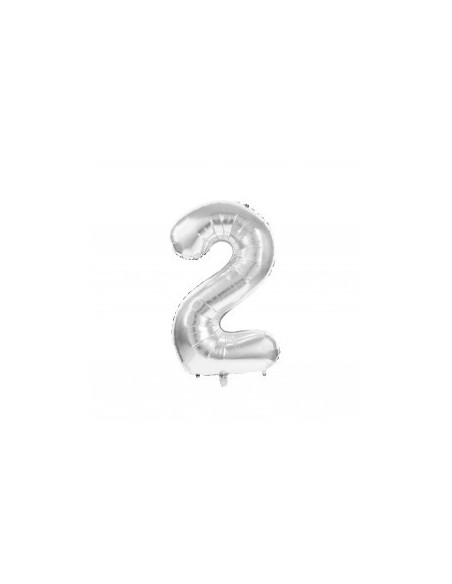 Ballon mylar chiffre 2 argent 36cm