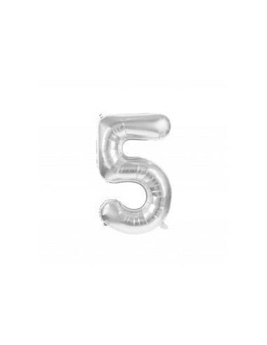 Ballon mylar chiffre 5 argent 36cm