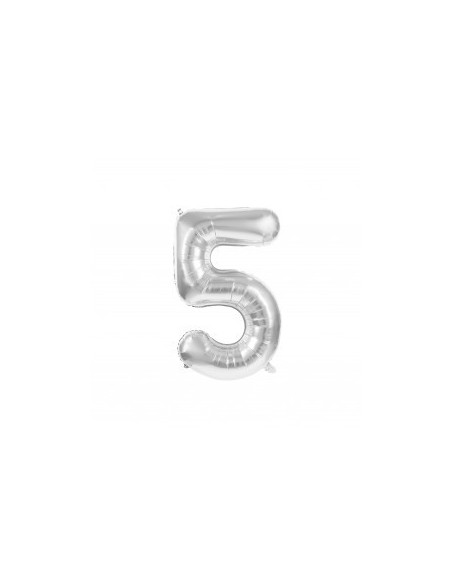 Ballon mylar chiffre 5 argent 36cm