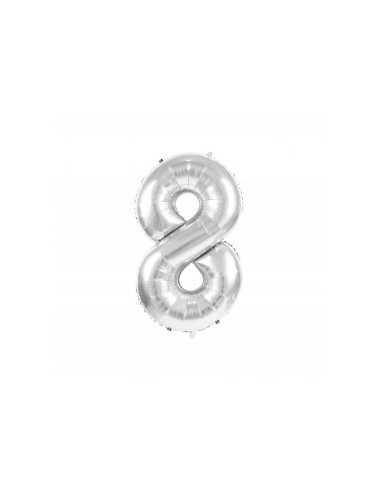 BALLON MYLAR CHIFFRE 8 ARGENT 36CM