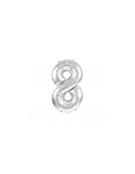 BALLON MYLAR CHIFFRE 8 ARGENT 36CM