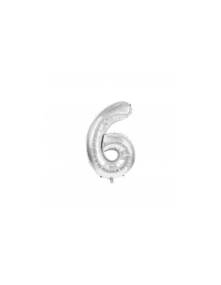 BALLON MYLAR CHIFFRE 6 ARGENT 36CM