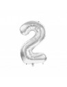 Ballon mylar chiffre 2 argent 86cm