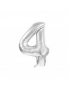 Ballon mylar chiffre 4 argent 86cm