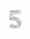 Ballon mylar chiffre 5 argent 86cm