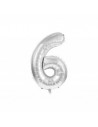 Ballon mylar chiffre 6 argent 86cm