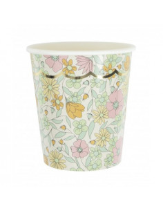 Gobelets festonnes 200ml shabby et or x 8