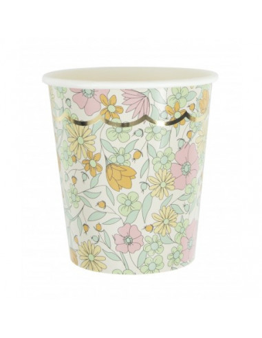 Gobelets festonnes 200ml shabby et or x 8