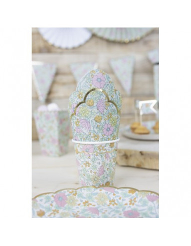 Serviettes festonnees 33x33cm shabby et or x 16