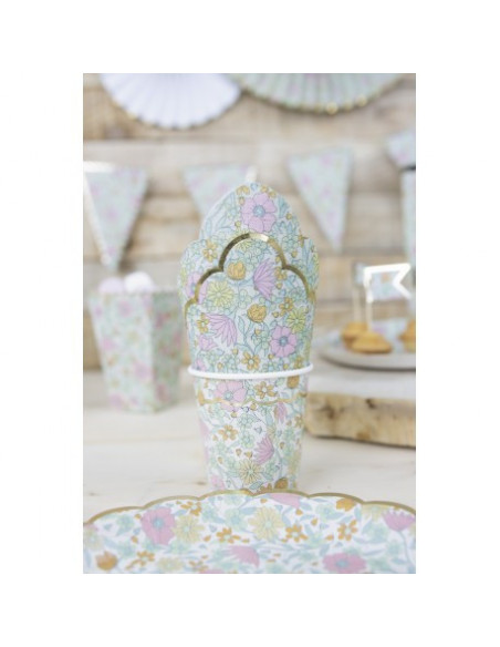 Serviettes festonnees 33x33cm shabby et or x 16