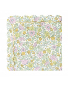 Serviettes festonnees 33x33cm shabby et or x 16