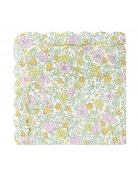 Serviettes festonnees 33x33cm shabby et or x 16
