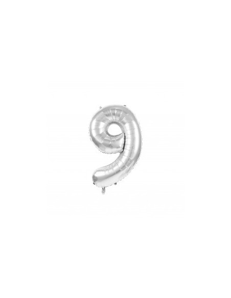 BALLON MYLAR CHIFFRE 9 ARGENT 86CM