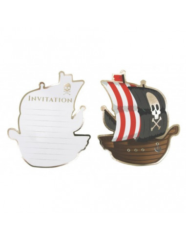 Set de 8 invitations pirate