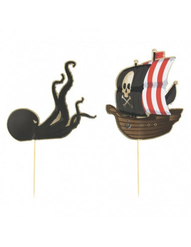 SET DE 6 DECORATIONS PIRATES POUR GATEAUX
