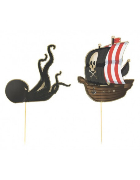 SET DE 6 DECORATIONS PIRATES POUR GATEAUX