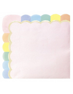 SERVIETTES FESTONNEES 33X33CM ROSE PASTEL X 16