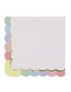 SERVIETTES FESTONNEES 33X33CM ROSE PASTEL X 16 2