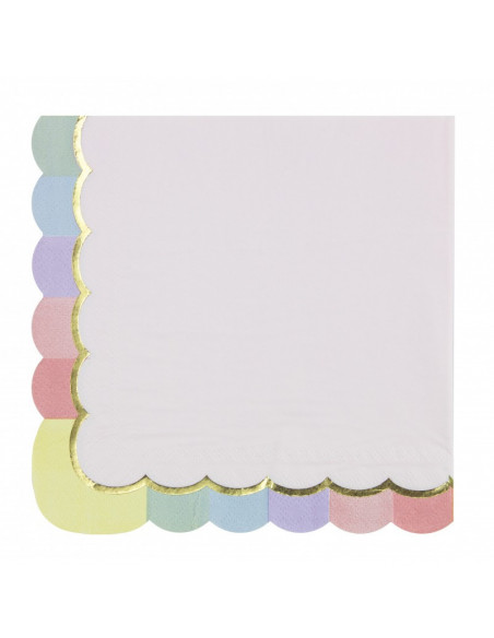 SERVIETTES FESTONNEES 33X33CM ROSE PASTEL X 16