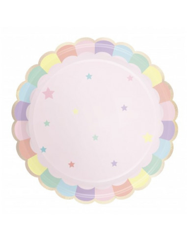 ASSIETTES FESTONNEES 23CM ROSE PASTEL X 8
