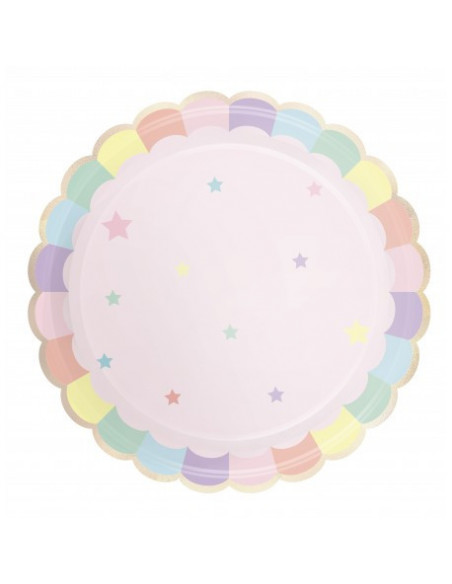 ASSIETTES FESTONNEES 23CM ROSE PASTEL X 8