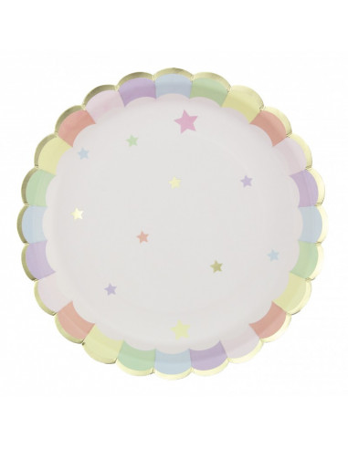 ASSIETTES FESTONNEES 23CM ROSE PASTEL X 8